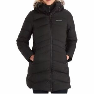 Marmot Women's Montreal 700 Fill Down  Coat Black Hooded Puffer Size S
